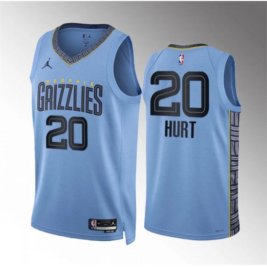 Men Memphis Grizzlies 20 Matthew Hurt Blue Statement Edition Stitched Jersey Men Memphis Grizzlies 20 Matthew Hurt Blue Statement Edition Stitched Jersey