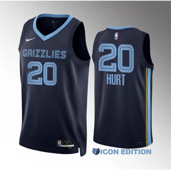 Men Memphis Grizzlies 20 Matthew Hurt Navy Icon Edition Stitched Jersey Men Memphis Grizzlies 20 Matthew Hurt Navy Icon Edition Stitched Jersey