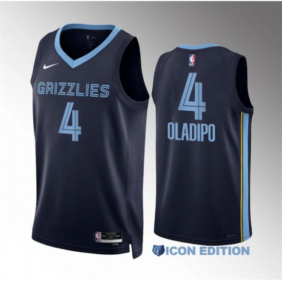 Men Memphis Grizzlies 4 Victor Oladipo Navy Icon Edition Stitched Jersey Men Memphis Grizzlies 4 Victor Oladipo Navy Icon Edition Stitched Jersey