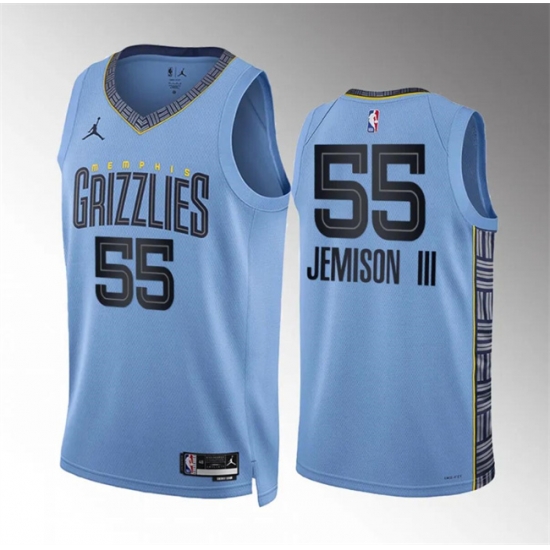 Men Memphis Grizzlies 55 Trey Jemison Iii Blue Statement Edition Stitched Jersey Men Memphis Grizzlies 55 Trey Jemison Iii Blue Statement Edition Stitched Jersey