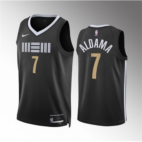 Men Memphis Grizzlies 7 Santi Aldama Black 2023 24 City Edition Stitched Jersey Men Memphis Grizzlies 7 Santi Aldama Black 2023 24 City Edition Stitched Jersey