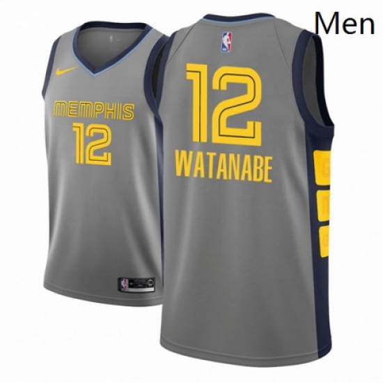 Men NBA 2018 19 Memphis Grizzlies 12 Yuta Watanabe City Edition Gray Jersey Men NBA 2018 19 Memphis Grizzlies 12 Yuta Watanabe City Edition Gray Jersey