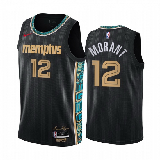 Men Nike Memphis Grizzlies 12 Ja Morant Black NBA Swingman 2020 21 City Edition Jersey Men Nike Memphis Grizzlies 12 Ja Morant Black NBA Swingman 2020 21 City Edition Jersey
