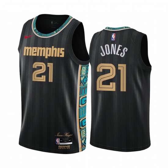 Men Nike Memphis Grizzlies 21 Tyus Jones Black NBA Swingman 2020 21 City Edition Jersey Men Nike Memphis Grizzlies 21 Tyus Jones Black NBA Swingman 2020 21 City Edition Jersey