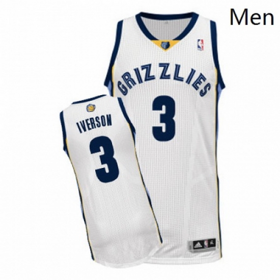 Mens Adidas Memphis Grizzlies 3 Allen Iverson Authentic White Home NBA Jersey Mens Adidas Memphis Grizzlies 3 Allen Iverson Authentic White Home NBA Jersey