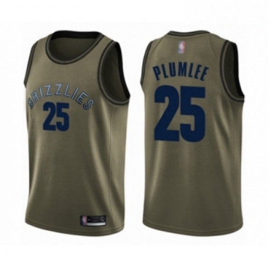 Mens Memphis Grizzlies 25 Miles Plumlee Swingman Green Salute to Service Basketball Jersey Mens Memphis Grizzlies 25 Miles Plumlee Swingman Green Salute to Service Basketball Jersey