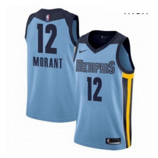 Mens Nike Memphis Grizzlies 12 Ja Morant Light Blue NBA Swingman Statement Edition Jersey Mens Nike Memphis Grizzlies 12 Ja Morant Light Blue NBA Swingman Statement Edition Jersey