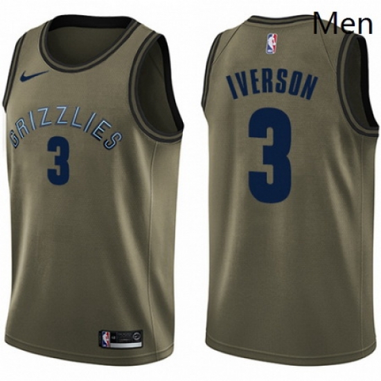 Mens Nike Memphis Grizzlies 3 Allen Iverson Swingman Green Salute to Service NBA Jersey Mens Nike Memphis Grizzlies 3 Allen Iverson Swingman Green Salute to Service NBA Jersey