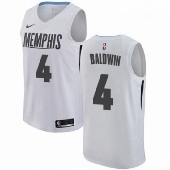 Mens Nike Memphis Grizzlies 4 Wade Baldwin Authentic White NBA Jersey City Edition Mens Nike Memphis Grizzlies 4 Wade Baldwin Authentic White NBA Jersey City Edition