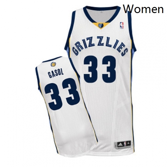 Womens Adidas Memphis Grizzlies 33 Marc Gasol Authentic White Home NBA Jersey Womens Adidas Memphis Grizzlies 33 Marc Gasol Authentic White Home NBA Jersey
