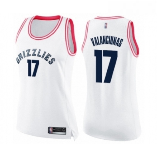 Womens Memphis Grizzlies 17 Jonas Valanciunas Swingman White Pink Fashion Basketball Jersey Womens Memphis Grizzlies 17 Jonas Valanciunas Swingman White Pink Fashion Basketball Jersey