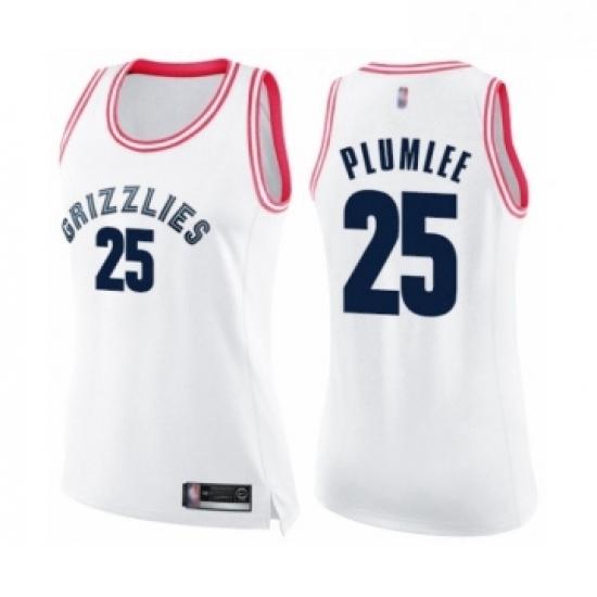 Womens Memphis Grizzlies 25 Miles Plumlee Swingman White Pink Fashion Basketball Jersey Womens Memphis Grizzlies 25 Miles Plumlee Swingman White Pink Fashion Basketball Jersey
