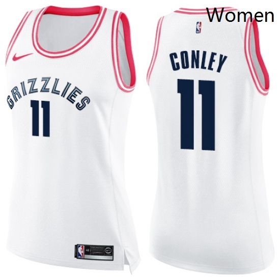 Womens Nike Memphis Grizzlies 11 Mike Conley Swingman WhitePink Fashion NBA Jersey Womens Nike Memphis Grizzlies 11 Mike Conley Swingman WhitePink Fashion NBA Jersey
