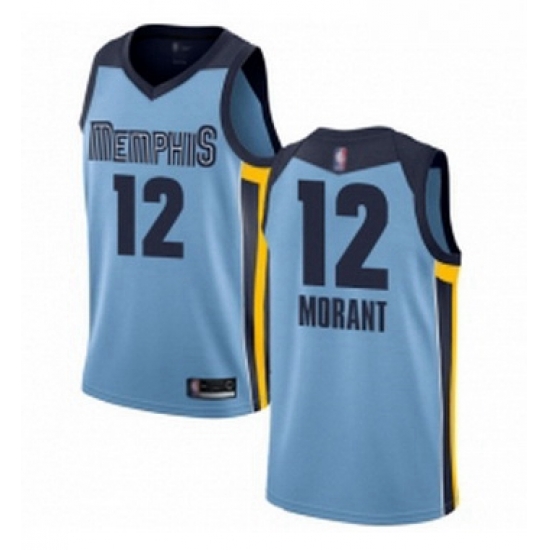 Womens Nike Memphis Grizzlies 12 Ja Morant Light Blue NBA Swingman Statement Edition Jersey Womens Nike Memphis Grizzlies 12 Ja Morant Light Blue NBA Swingman Statement Edition Jersey