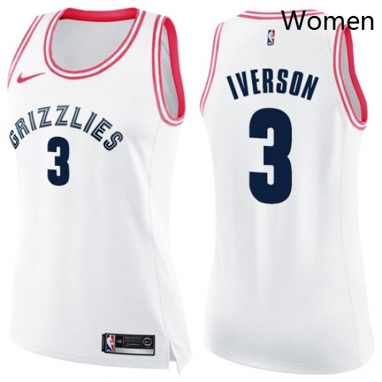 Womens Nike Memphis Grizzlies 3 Allen Iverson Swingman WhitePink Fashion NBA Jersey Womens Nike Memphis Grizzlies 3 Allen Iverson Swingman WhitePink Fashion NBA Jersey