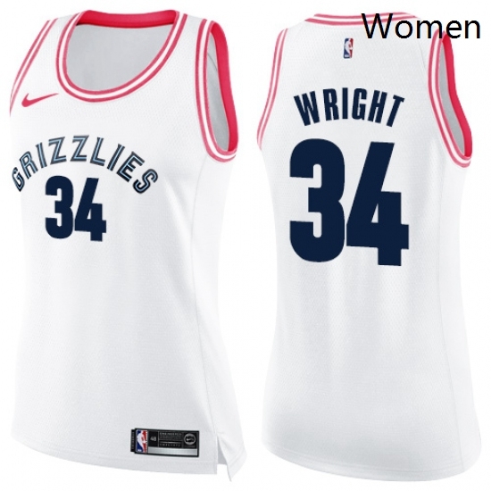 Womens Nike Memphis Grizzlies 34 Brandan Wright Swingman WhitePink Fashion NBA Jersey Womens Nike Memphis Grizzlies 34 Brandan Wright Swingman WhitePink Fashion NBA Jersey