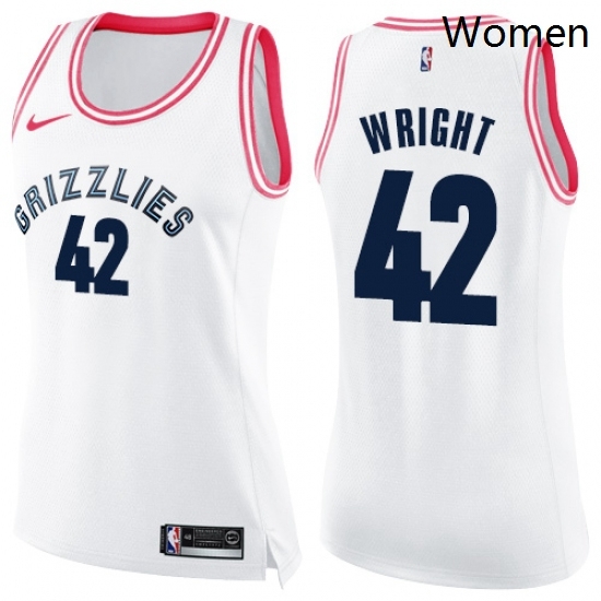 Womens Nike Memphis Grizzlies 42 Lorenzen Wright Swingman WhitePink Fashion NBA Jersey Womens Nike Memphis Grizzlies 42 Lorenzen Wright Swingman WhitePink Fashion NBA Jersey
