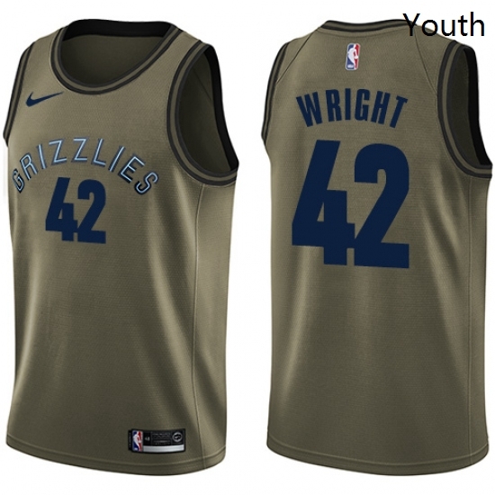 Youth Nike Memphis Grizzlies 42 Lorenzen Wright Swingman Green Salute to Service NBA Jersey Youth Nike Memphis Grizzlies 42 Lorenzen Wright Swingman Green Salute to Service NBA Jersey
