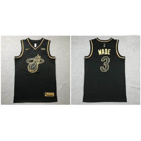 Heat 3 Dwyane Wade Black Gold Nike Swingman Jersey Heat 3 Dwyane Wade Black Gold Nike Swingman Jersey