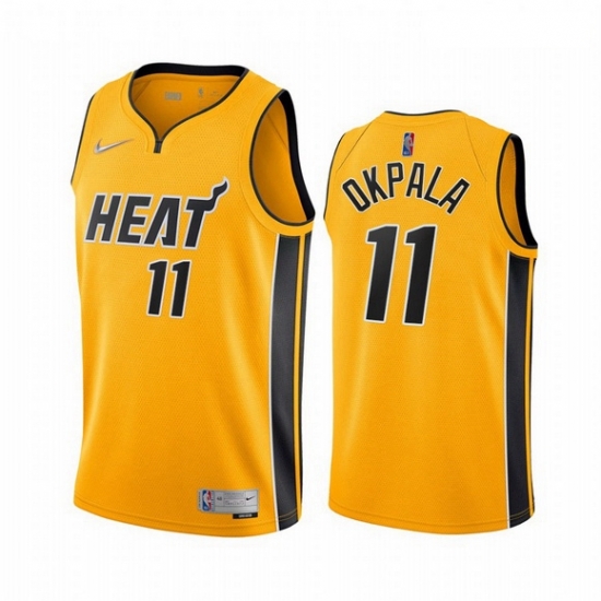 Men Miami Heat 11 KZ Okpala Yellow NBA Swingman 2020 21 Earned Edition Jersey Men Miami Heat 11 KZ Okpala Yellow NBA Swingman 2020 21 Earned Edition Jersey