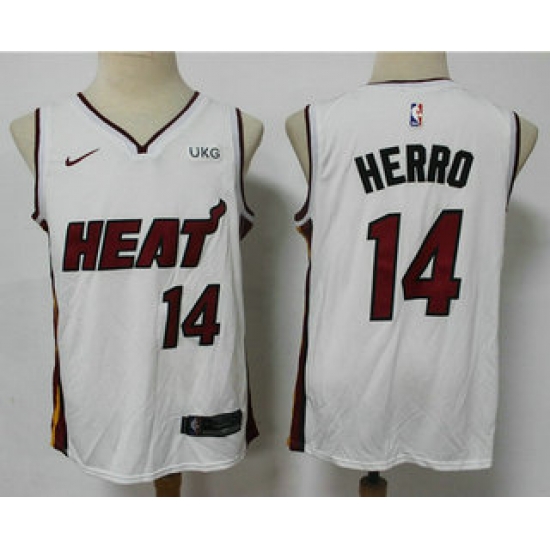 Men Miami Heat 14 Tyler Herro White 2021 Nike Swingman Stitched NBA Jersey With The NEW Sponsor Logo Men Miami Heat 14 Tyler Herro White 2021 Nike Swingman Stitched NBA Jersey With The NEW Sponsor Logo