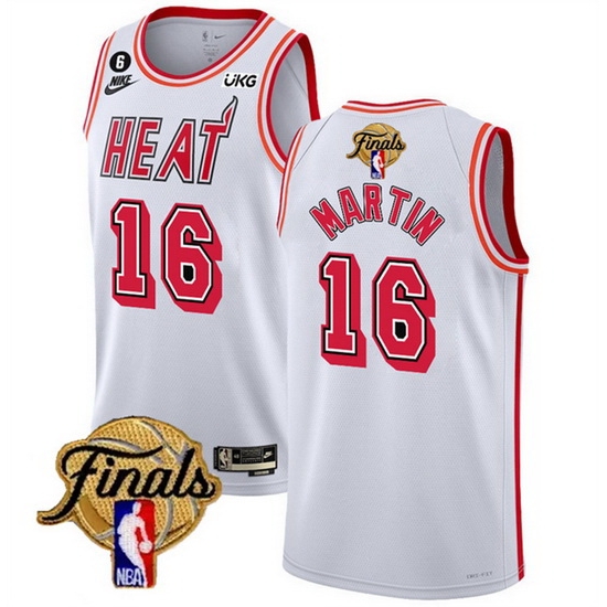 Men Miami Heat 16 Caleb Martin White 2023 Finals Classic Edition With NO 6 Patch Stitched Basketball Jersey Men Miami Heat 16 Caleb Martin White 2023 Finals Classic Edition With NO 6 Patch Stitched Basketball Jersey
