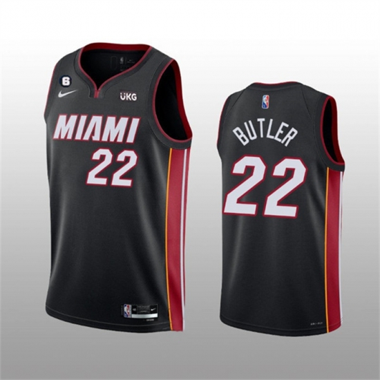 Men Miami Heat 22 Jimmy Butler Black With NO 6 Patch Stitched Jersey Men Miami Heat 22 Jimmy Butler Black With NO 6 Patch Stitched Jersey