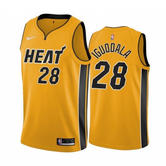 Men Miami Heat #28 Andre Iguodala 2021 Earned Jersey Yellow Men Miami Heat #28 Andre Iguodala 2021 Earned Jersey Yellow