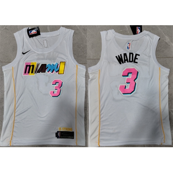 Men Miami Heat 3 Dwyane Wade 2022 23 White City Edition Stitched Jersey Men Miami Heat 3 Dwyane Wade 2022 23 White City Edition Stitched Jersey