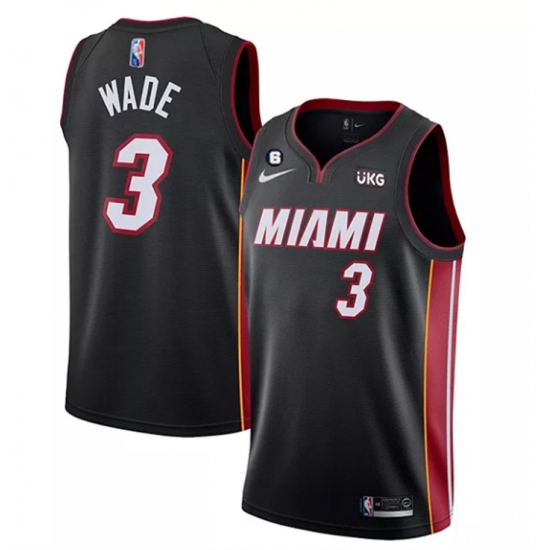 Men Miami Heat 3 Dwyane Wade Black With NO 6 Patch Stitched Jerseys Men Miami Heat 3 Dwyane Wade Black With NO 6 Patch Stitched Jerseys