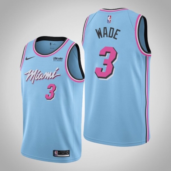 Men Miami Heat #3 Dwyane Wade Jersey Light Blue 2020 City Edition Jersey Men Miami Heat #3 Dwyane Wade Jersey Light Blue 2020 City Edition Jersey