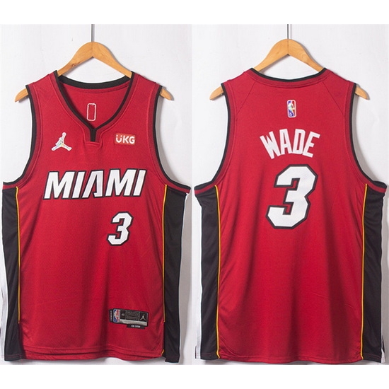 Men Miami Heat 3 Dwyane Wade Red Statement Edition 75th Anniversary Stitched Jersey Men Miami Heat 3 Dwyane Wade Red Statement Edition 75th Anniversary Stitched Jersey