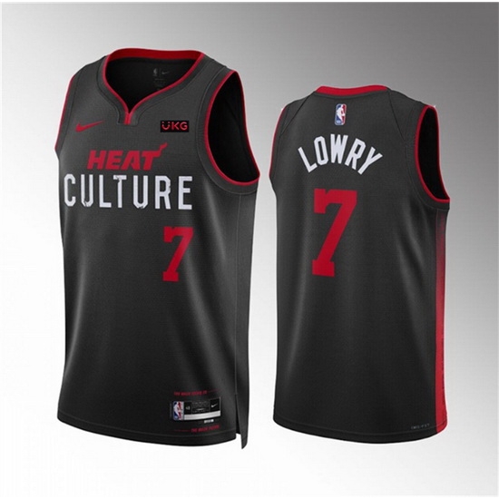 Men Miami Heat 7 Kyle Lowry Red Black 2023 24 City Edition Stitched Basketball Jersey Men Miami Heat 7 Kyle Lowry Red Black 2023 24 City Edition Stitched Basketball Jersey