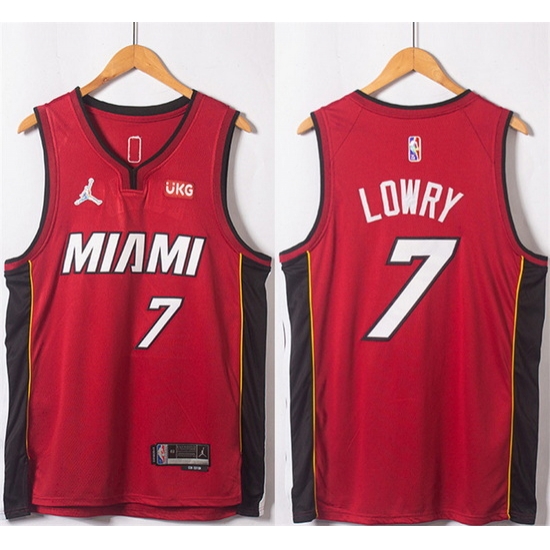 Men Miami Heat 7 Kyle Lowry Red Statement Edition 75th Anniversary Stitched Jersey Men Miami Heat 7 Kyle Lowry Red Statement Edition 75th Anniversary Stitched Jersey