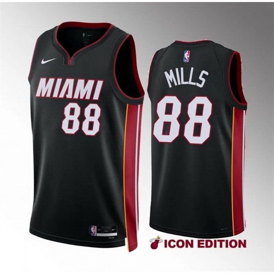 Men Miami Heat 88 Patrick Mills Black Icon Edition Stitched Basketball Jersey Men Miami Heat 88 Patrick Mills Black Icon Edition Stitched Basketball Jersey