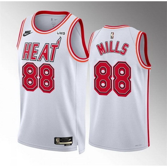 Men Miami Heat 88 Patrick Mills White Classic Edition Stitched Basketball Jersey Men Miami Heat 88 Patrick Mills White Classic Edition Stitched Basketball Jersey