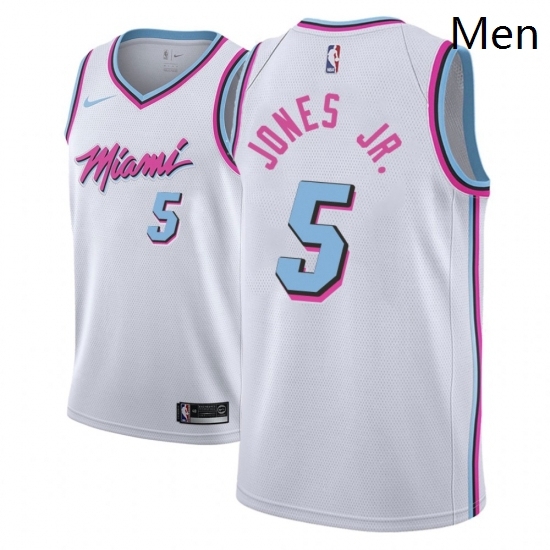 Men NBA 2018 19 Miami Heat 5 Derrick Jones Jr City Edition White Jersey Men NBA 2018 19 Miami Heat 5 Derrick Jones Jr City Edition White Jersey