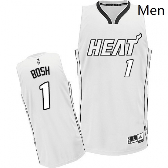 Mens Adidas Miami Heat 1 Chris Bosh Authentic White On White NBA Jersey Mens Adidas Miami Heat 1 Chris Bosh Authentic White On White NBA Jersey