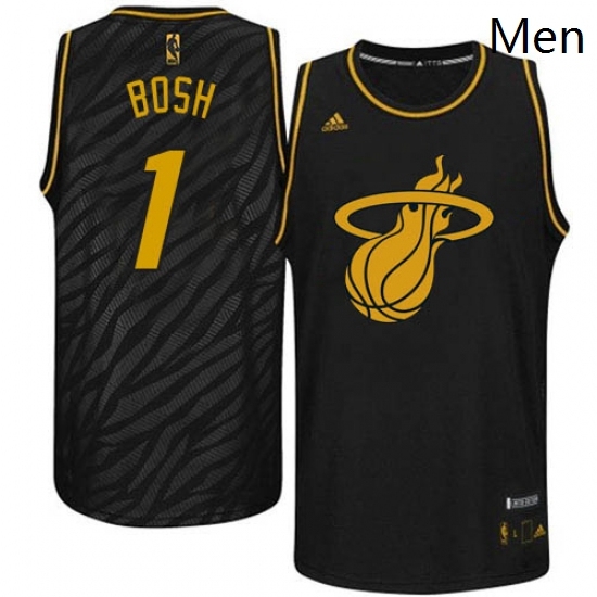 Mens Adidas Miami Heat 1 Chris Bosh Swingman Black Precious Metals Fashion NBA Jersey Mens Adidas Miami Heat 1 Chris Bosh Swingman Black Precious Metals Fashion NBA Jersey