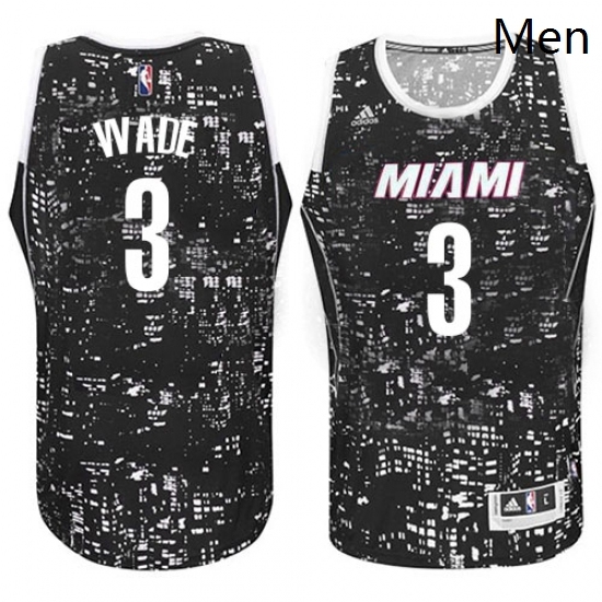 Mens Adidas Miami Heat 3 Dwyane Wade Authentic Black City Light NBA Jersey Mens Adidas Miami Heat 3 Dwyane Wade Authentic Black City Light NBA Jersey