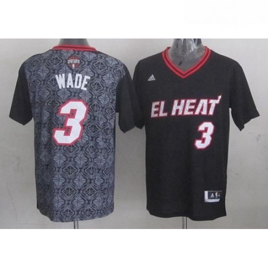 Mens Adidas Miami Heat 3 Dwyane Wade Authentic Black New Latin Nights NBA Jersey Mens Adidas Miami Heat 3 Dwyane Wade Authentic Black New Latin Nights NBA Jersey