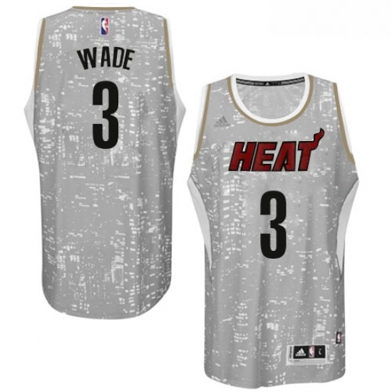 Mens Adidas Miami Heat 3 Dwyane Wade Authentic Grey City Light NBA Jersey Mens Adidas Miami Heat 3 Dwyane Wade Authentic Grey City Light NBA Jersey