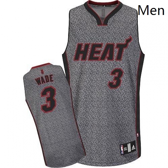 Mens Adidas Miami Heat 3 Dwyane Wade Authentic Grey Static Fashion NBA Jersey Mens Adidas Miami Heat 3 Dwyane Wade Authentic Grey Static Fashion NBA Jersey