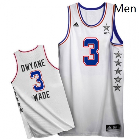 Mens Adidas Miami Heat 3 Dwyane Wade Authentic White 2015 All Star NBA Jersey Mens Adidas Miami Heat 3 Dwyane Wade Authentic White 2015 All Star NBA Jersey