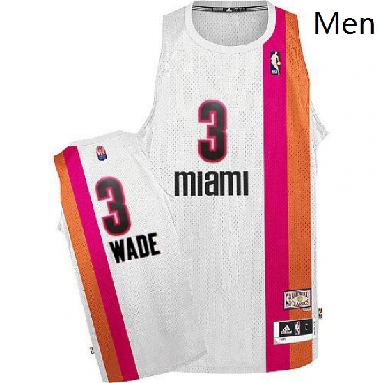 Mens Adidas Miami Heat 3 Dwyane Wade Authentic White ABA Hardwood Classic NBA Jersey Mens Adidas Miami Heat 3 Dwyane Wade Authentic White ABA Hardwood Classic NBA Jersey