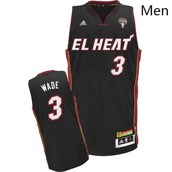 Mens Adidas Miami Heat 3 Dwyane Wade Swingman Black Latin Nights NBA Jersey Mens Adidas Miami Heat 3 Dwyane Wade Swingman Black Latin Nights NBA Jersey