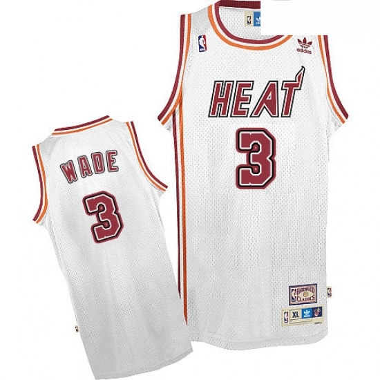 Mens Adidas Miami Heat 3 Dwyane Wade Swingman White Throwback NBA Jersey Mens Adidas Miami Heat 3 Dwyane Wade Swingman White Throwback NBA Jersey