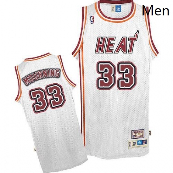 Mens Adidas Miami Heat 33 Alonzo Mourning Authentic White Throwback NBA Jersey Mens Adidas Miami Heat 33 Alonzo Mourning Authentic White Throwback NBA Jersey