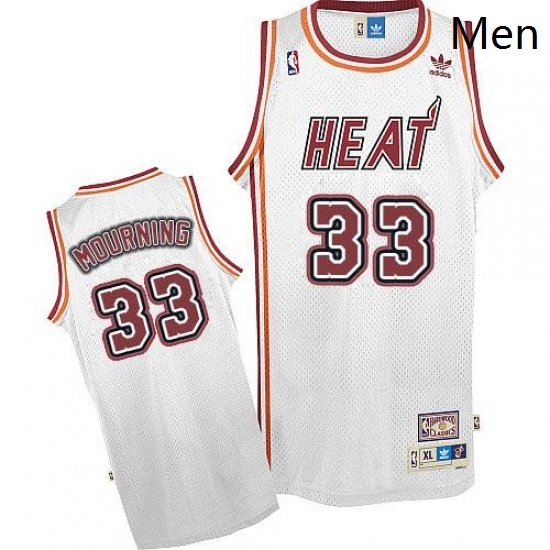 Mens Adidas Miami Heat 33 Alonzo Mourning Swingman White Throwback NBA Jersey Mens Adidas Miami Heat 33 Alonzo Mourning Swingman White Throwback NBA Jersey
