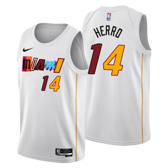 Men's Miami Heat #14 Tyler Herro 2022-23 White City Edition Stitched Jersey Men's Miami Heat #14 Tyler Herro 2022-23 White City Edition Stitched Jersey